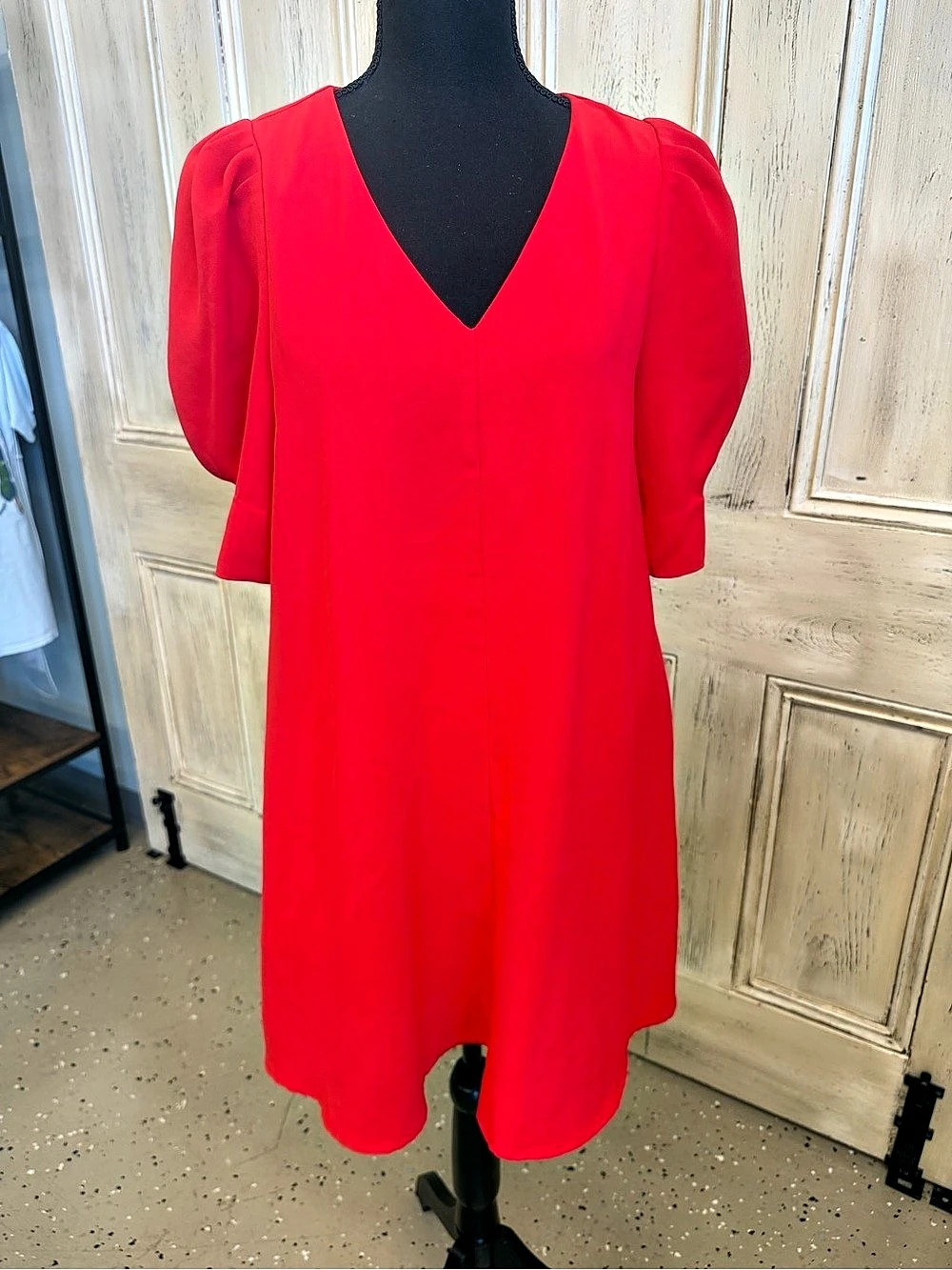loveriche Red Puff Sleeve Mini Dress Sz Medium EUC
